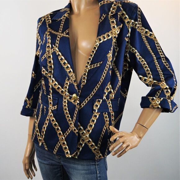 Vintage 80 Blazer Jacket Linea by Louis Dell'Olio Chain Royalty Jacket Sz L NWOT - Picture 3 of 8